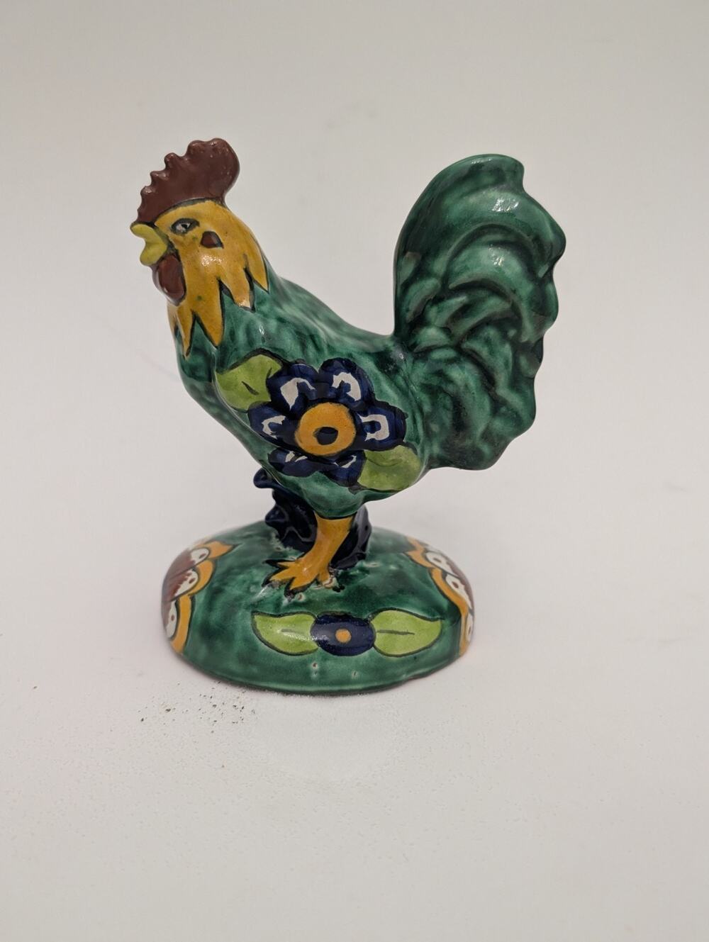 Talavera Mexico Pottery Hand Painted Rooster Figurine 6" Vintage